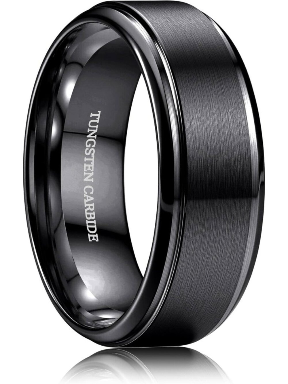 8MM Tungsten Wedding Band Ring - Black, Silver, Gold - Sizes 6-14, Durable